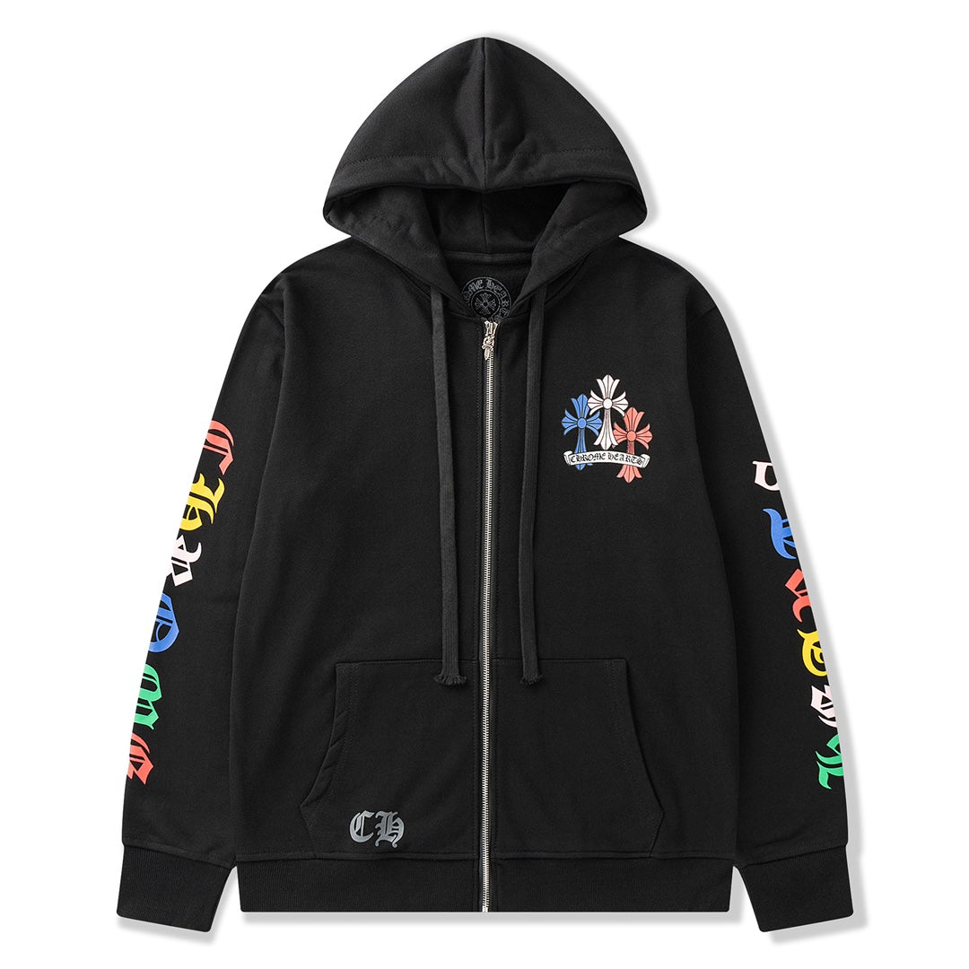Multicolor Crosses Black Full Zip Hoodie™