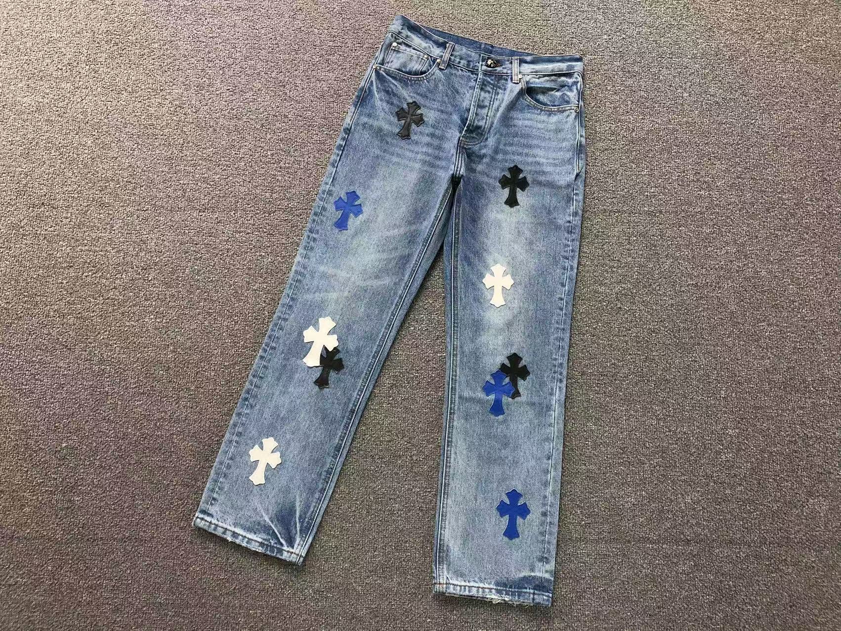 Black White & Blue Cross Patch Denim Jeans™