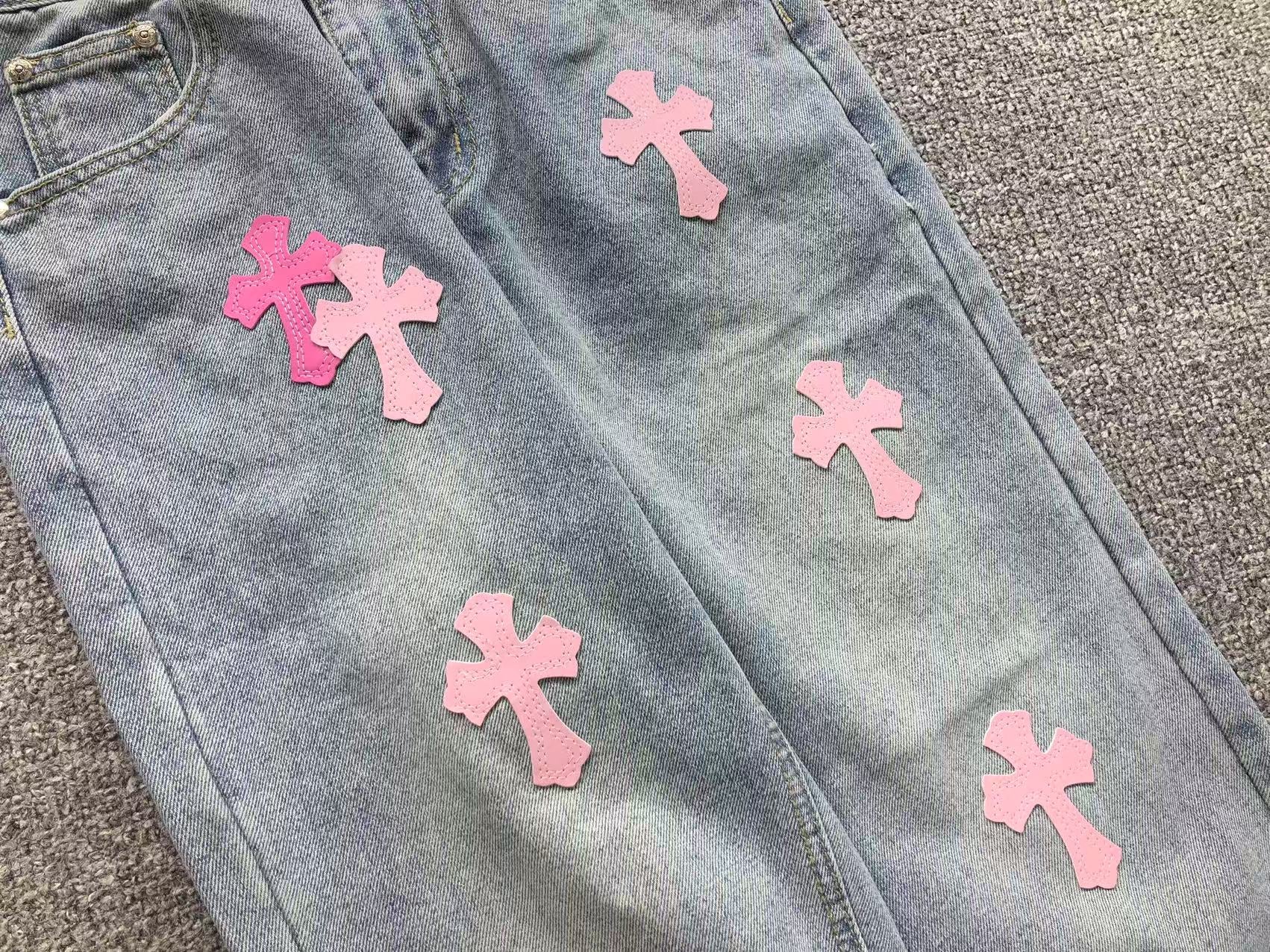 Pink Cross Patch Light Denim Jeans™