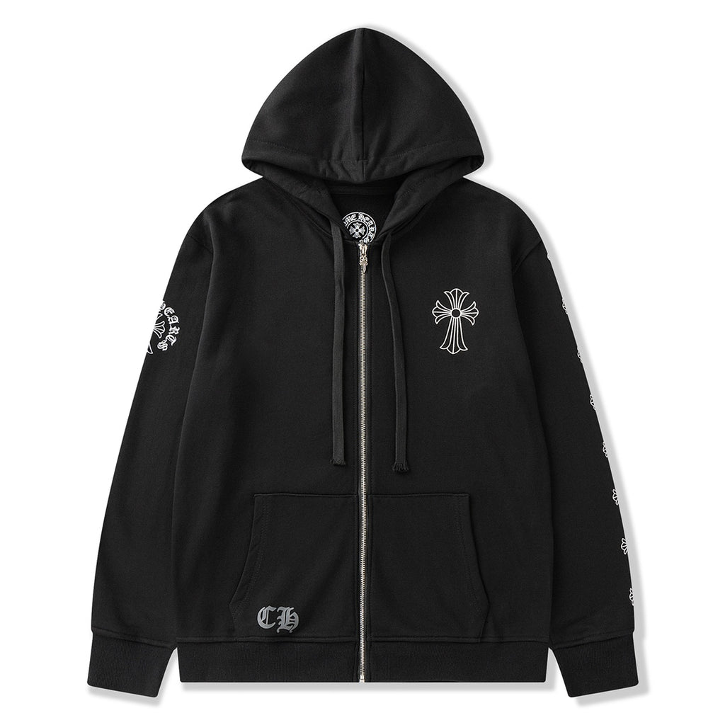 Big Cross Logo Black Full Zip Hoodie™