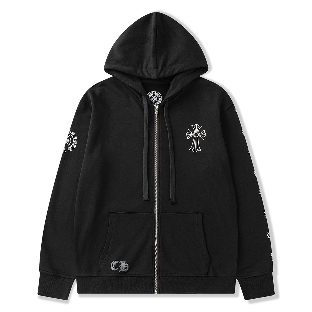 Big Cross Logo Black Full Zip Hoodie™