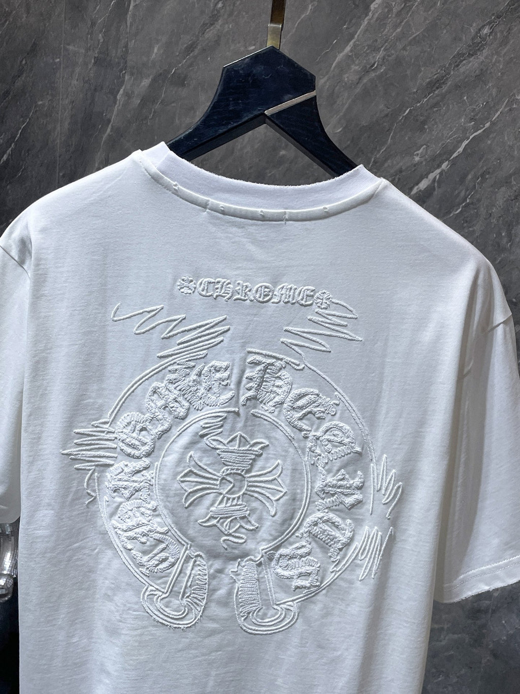 White Embroidered Horseshoe Cross T-Shirt™