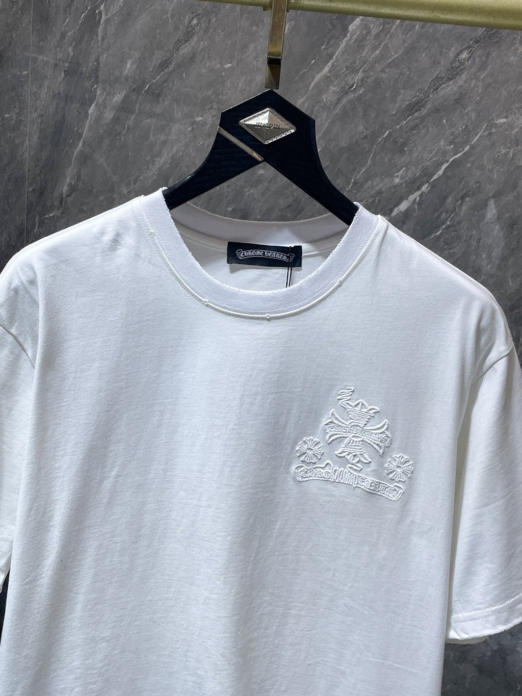 White Embroidered Horseshoe Cross T-Shirt™