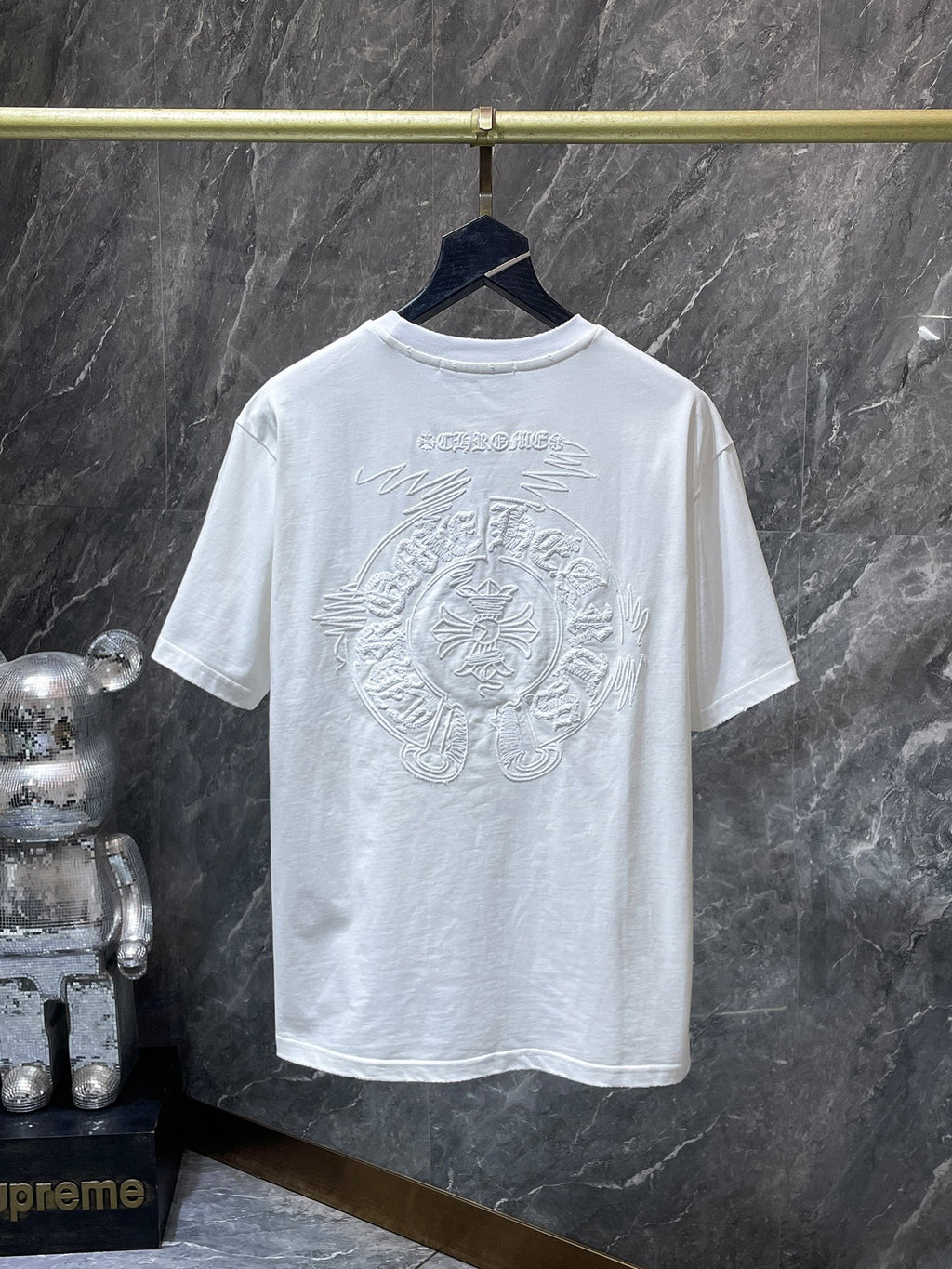White Embroidered Horseshoe Cross T-Shirt™
