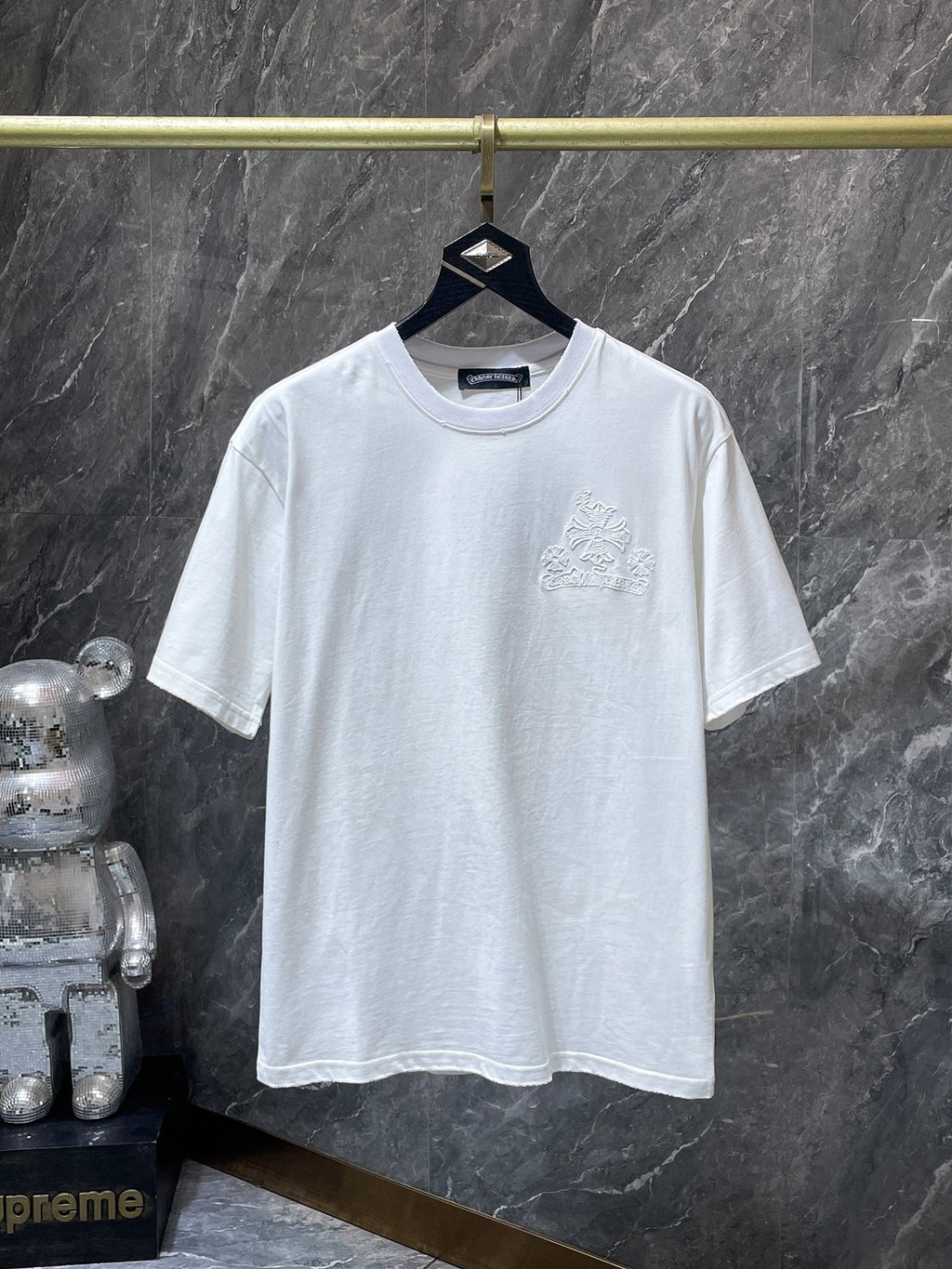 White Embroidered Horseshoe Cross T-Shirt™