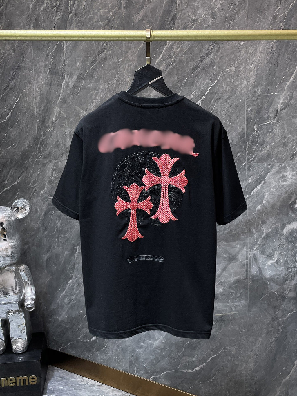 Pink Double Cross Logo Black T-Shirt™