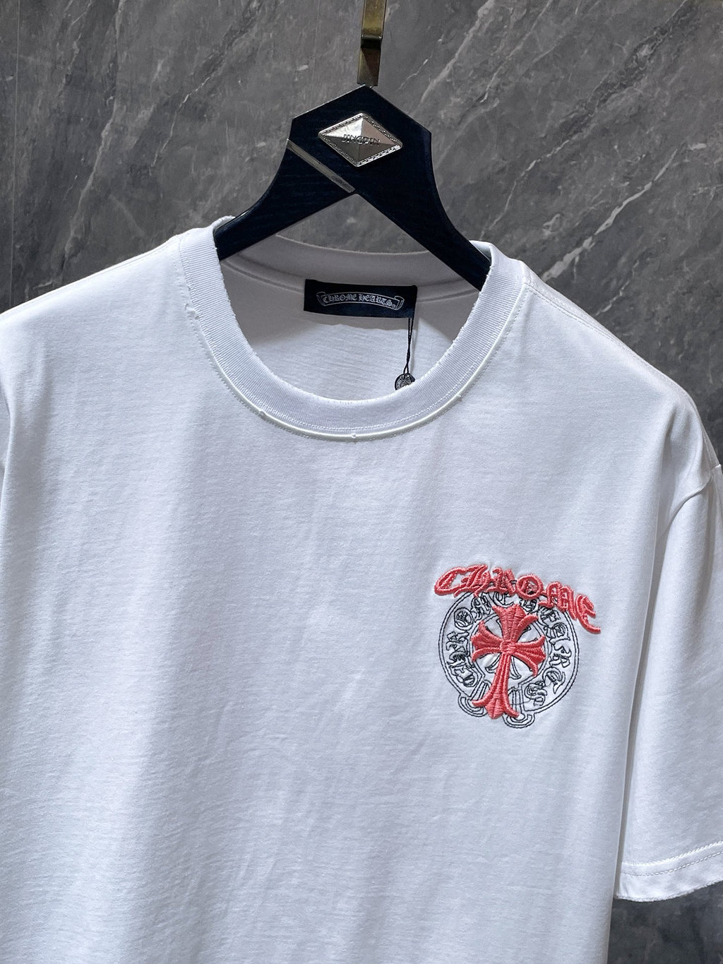 Pink Double Cross Logo White T-Shirt™