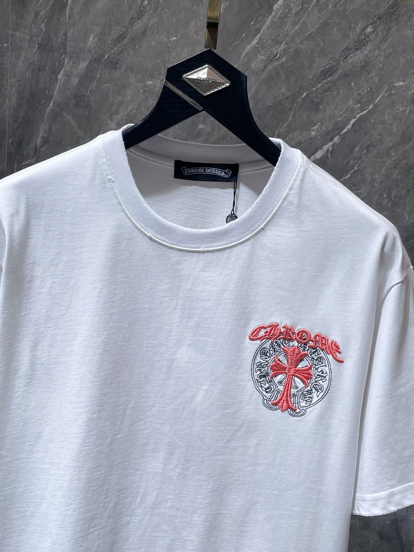 Pink Double Cross Logo White T-Shirt™