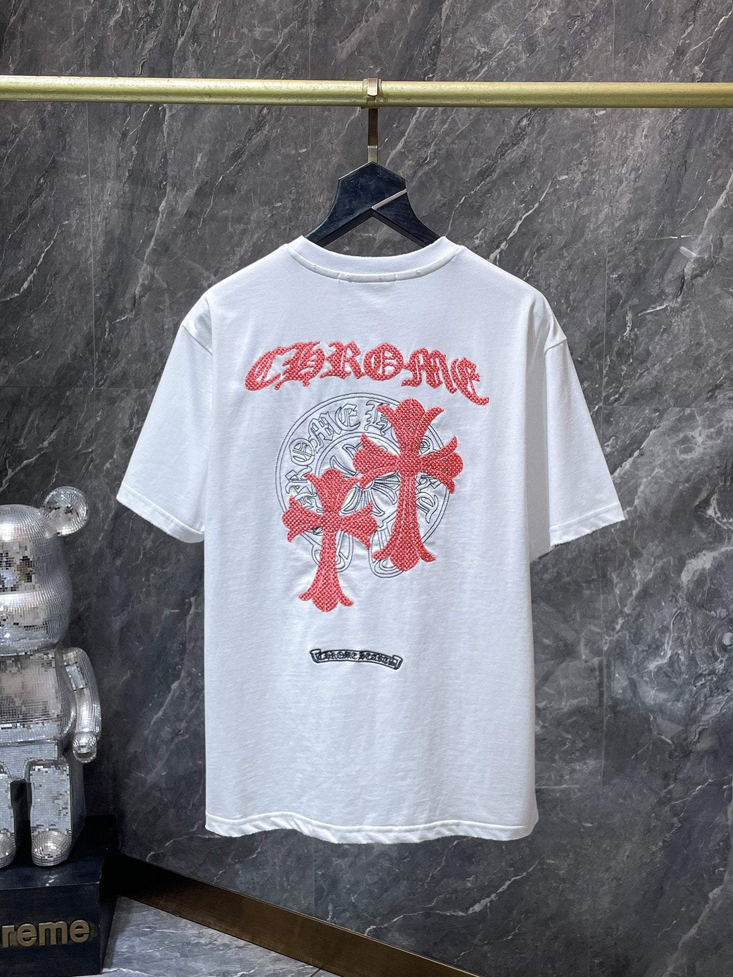 Pink Double Cross Logo White T-Shirt™
