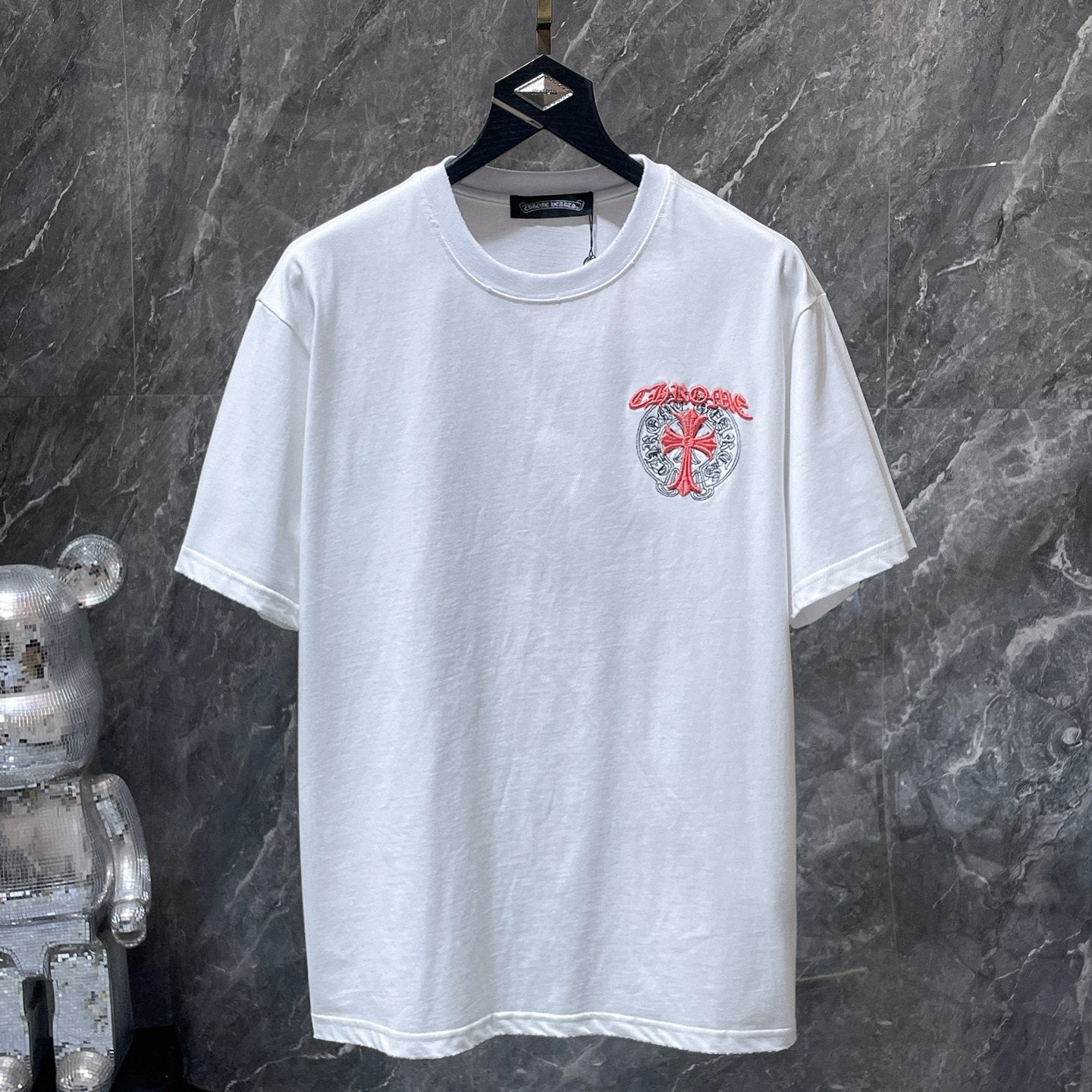 Pink Double Cross Logo White T-Shirt™