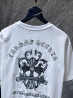 Embroidered Cross Crest White T-Shirt™