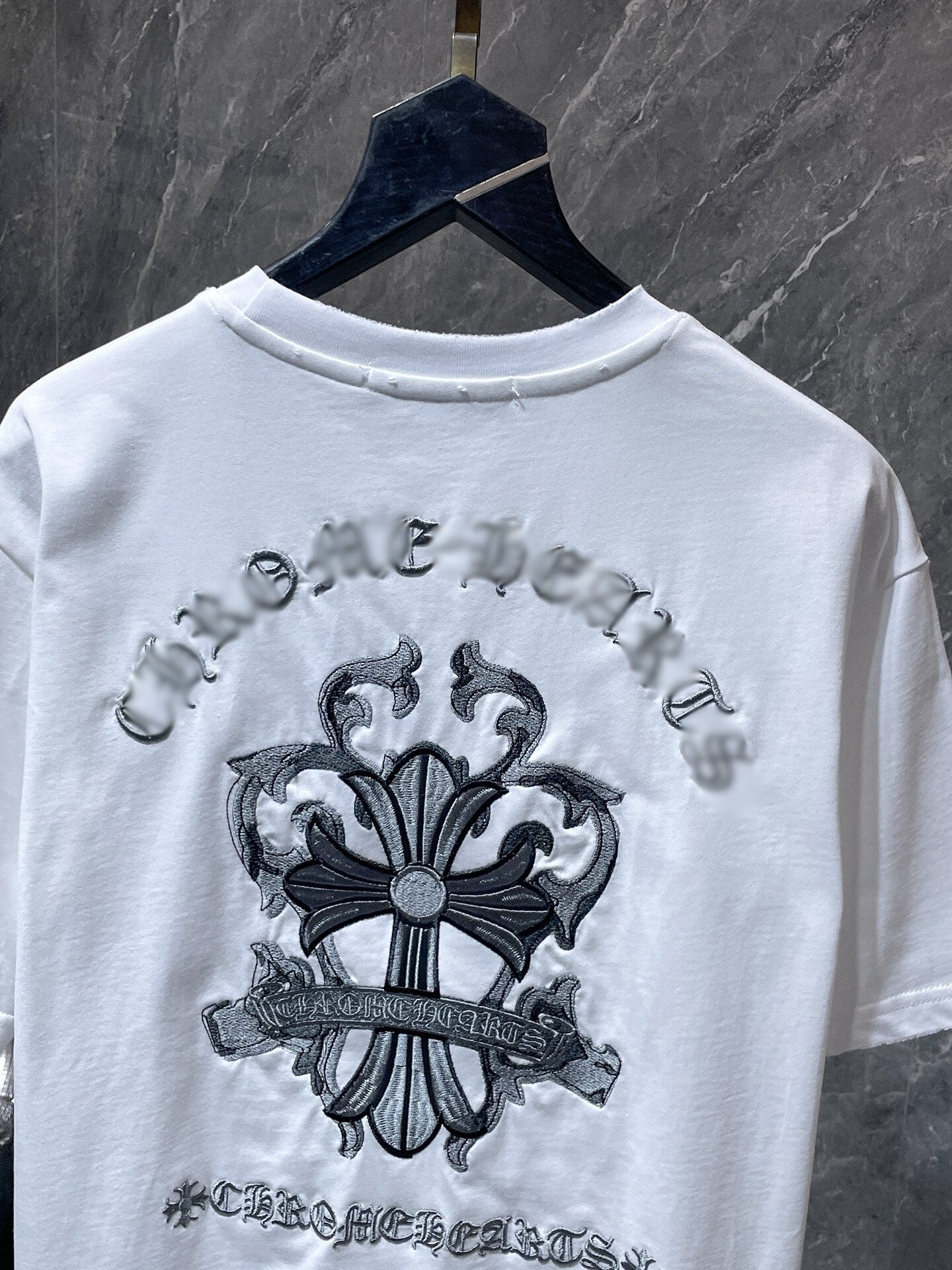 Embroidered Cross Crest White T-Shirt™