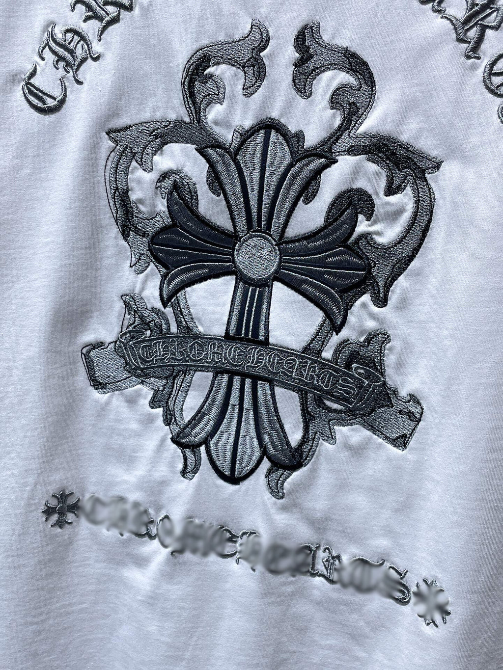 Embroidered Cross Crest White T-Shirt™