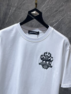 Embroidered Cross Crest White T-Shirt™