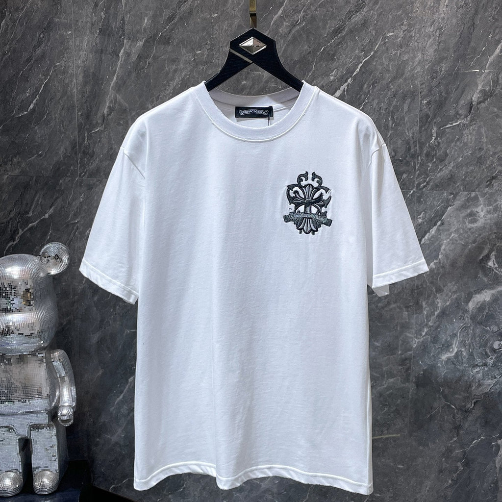 Embroidered Cross Crest White T-Shirt™
