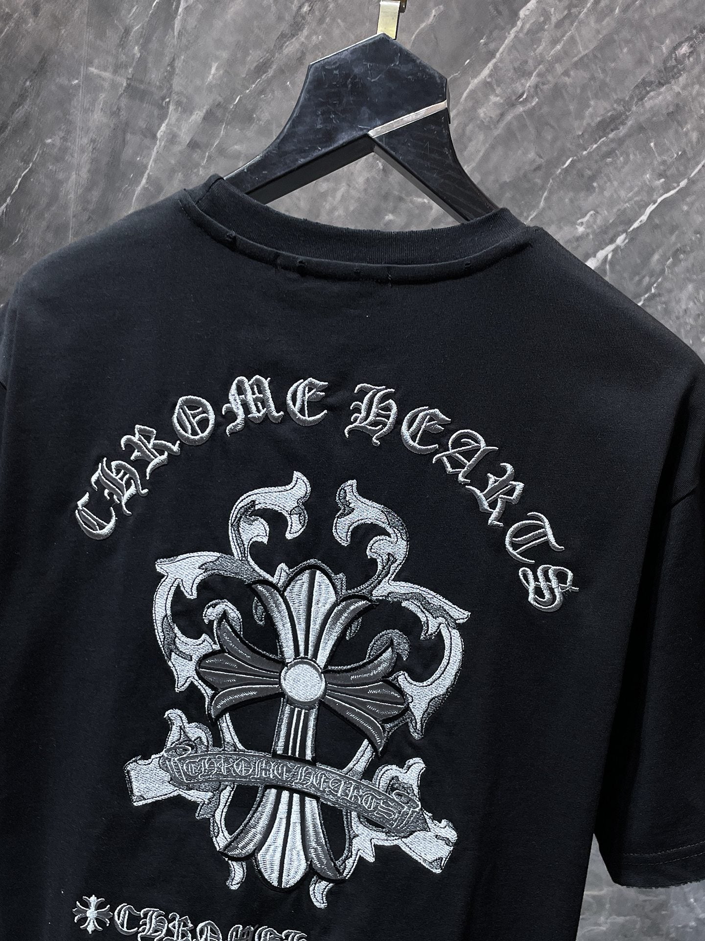 Embroidered Cross Crest Black T-Shirt™