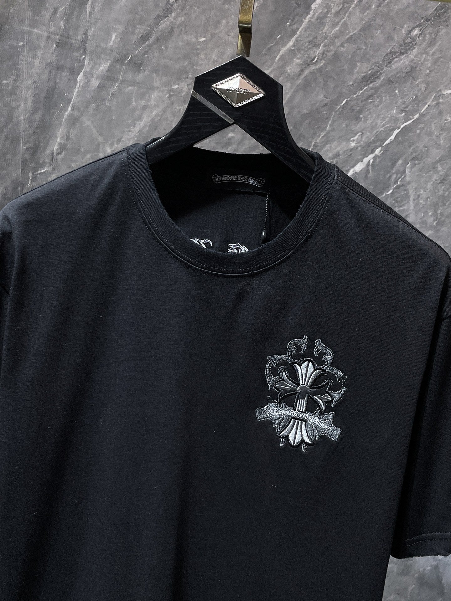 Embroidered Cross Crest Black T-Shirt™