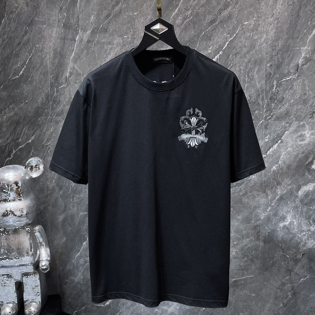 Embroidered Cross Crest Black T-Shirt™
