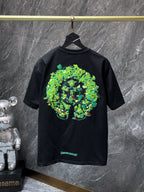 Embroidered Floral Horseshoe Black T-Shirt™