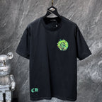 Embroidered Floral Horseshoe Black T-Shirt™