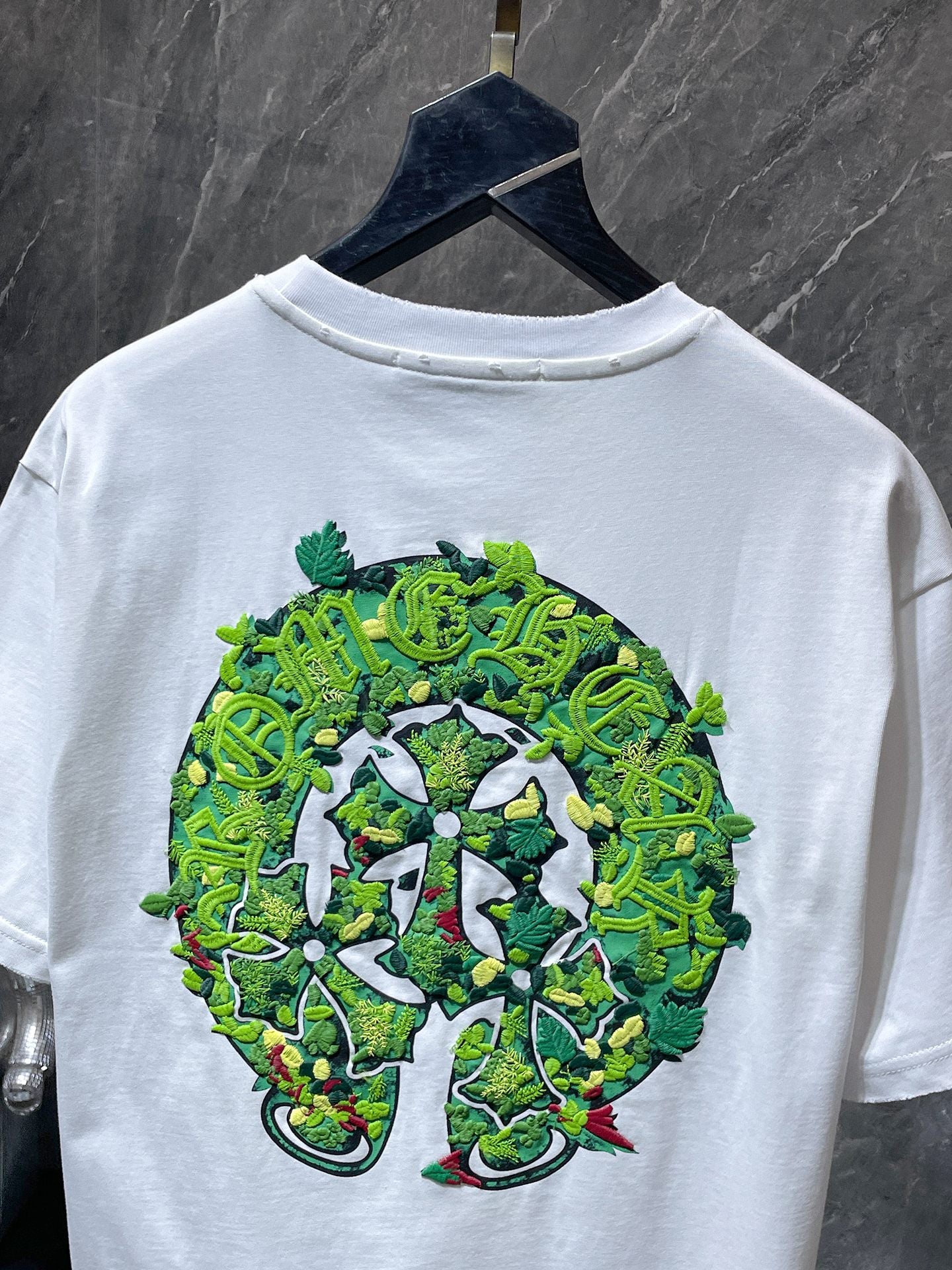 Embroidered Floral Horseshoe White T-Shirt™