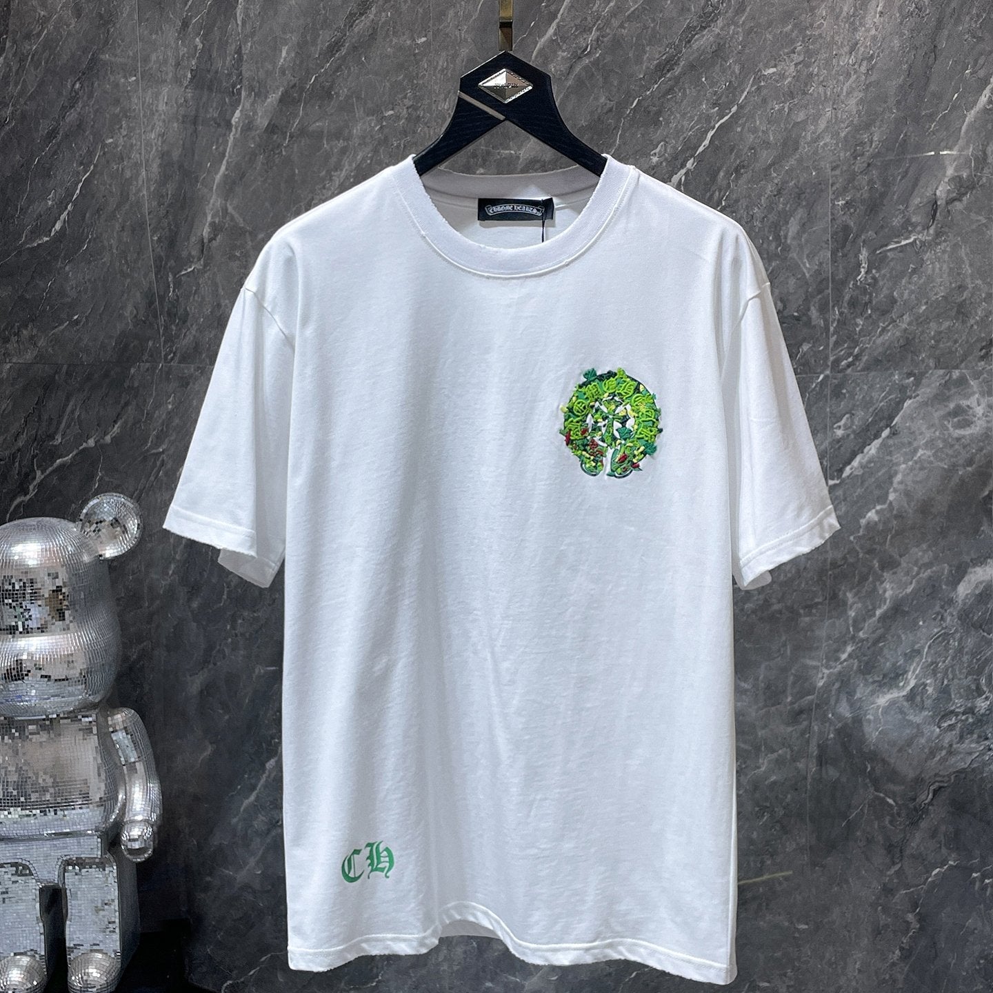 Embroidered Floral Horseshoe White T-Shirt™
