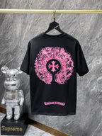Pink Spray Horseshoe Black T-Shirt™