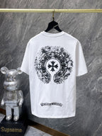 Black Spray Horseshoe White T-Shirt™