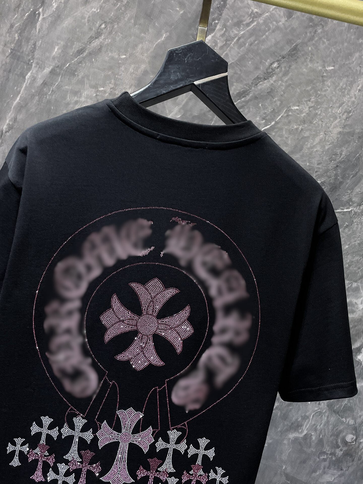 Rhinestone Cross Graphic Black T-Shirt™
