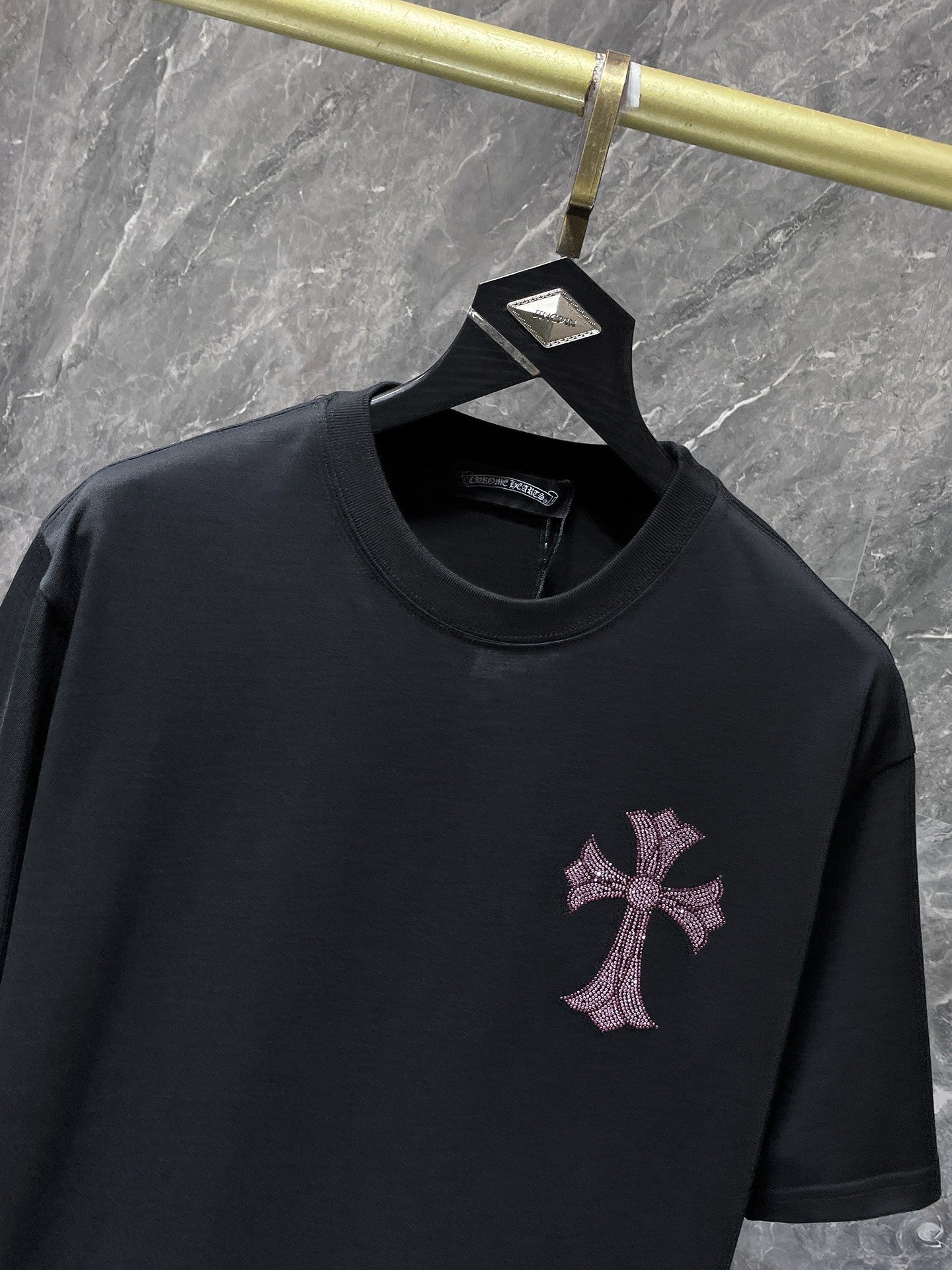 Rhinestone Cross Graphic Black T-Shirt™