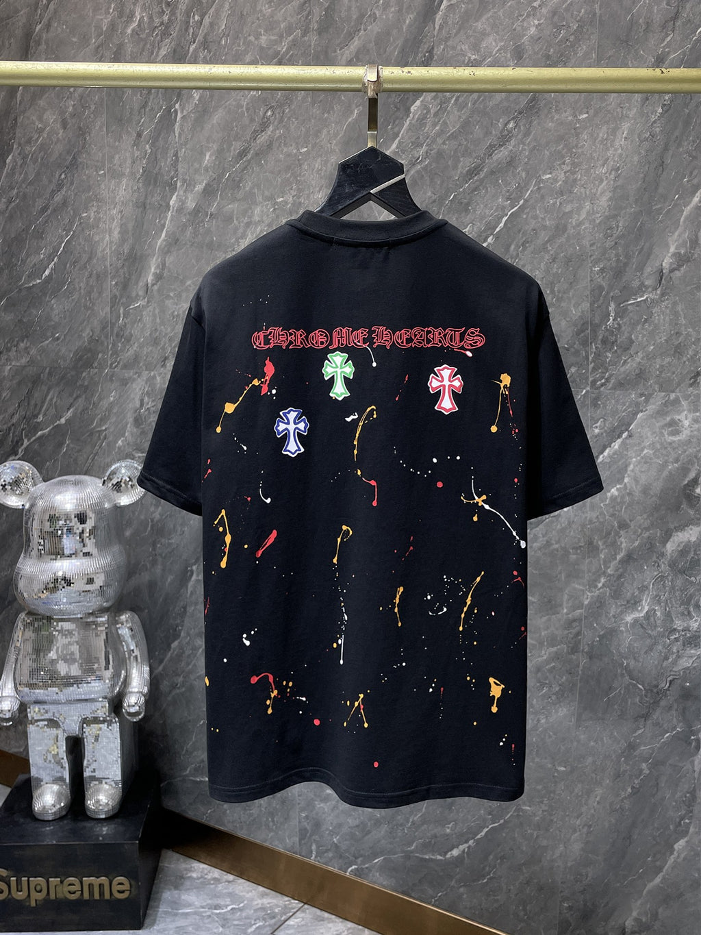 Paint Splatter Cross Black T-Shirt™