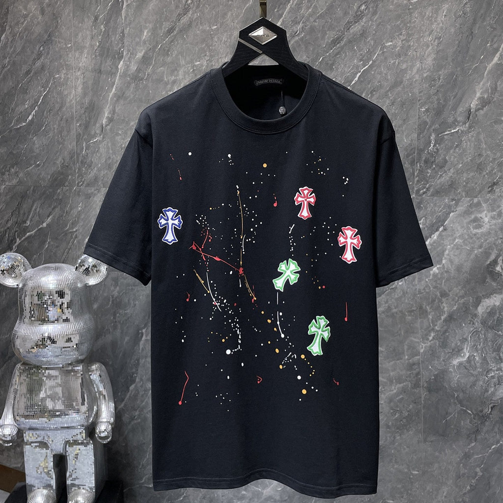 Paint Splatter Cross Black T-Shirt™