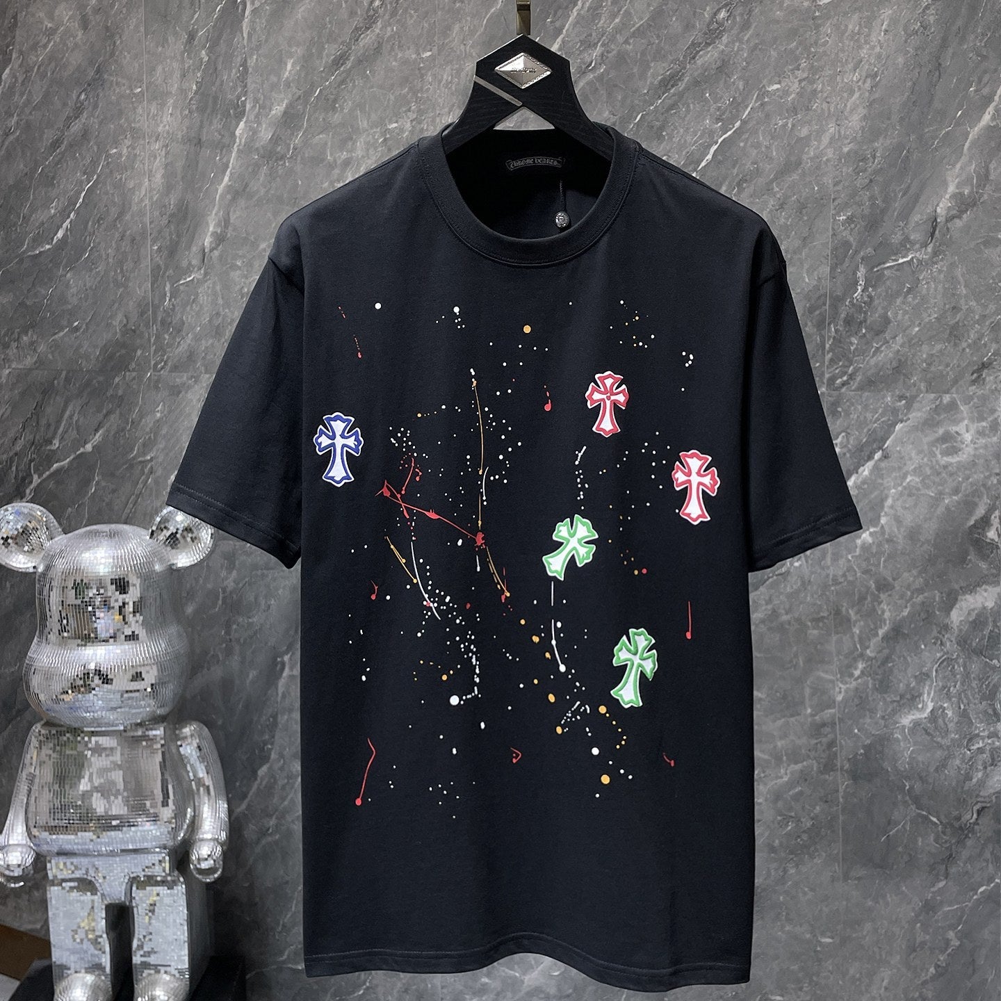 Paint Splatter Cross Black T-Shirt™