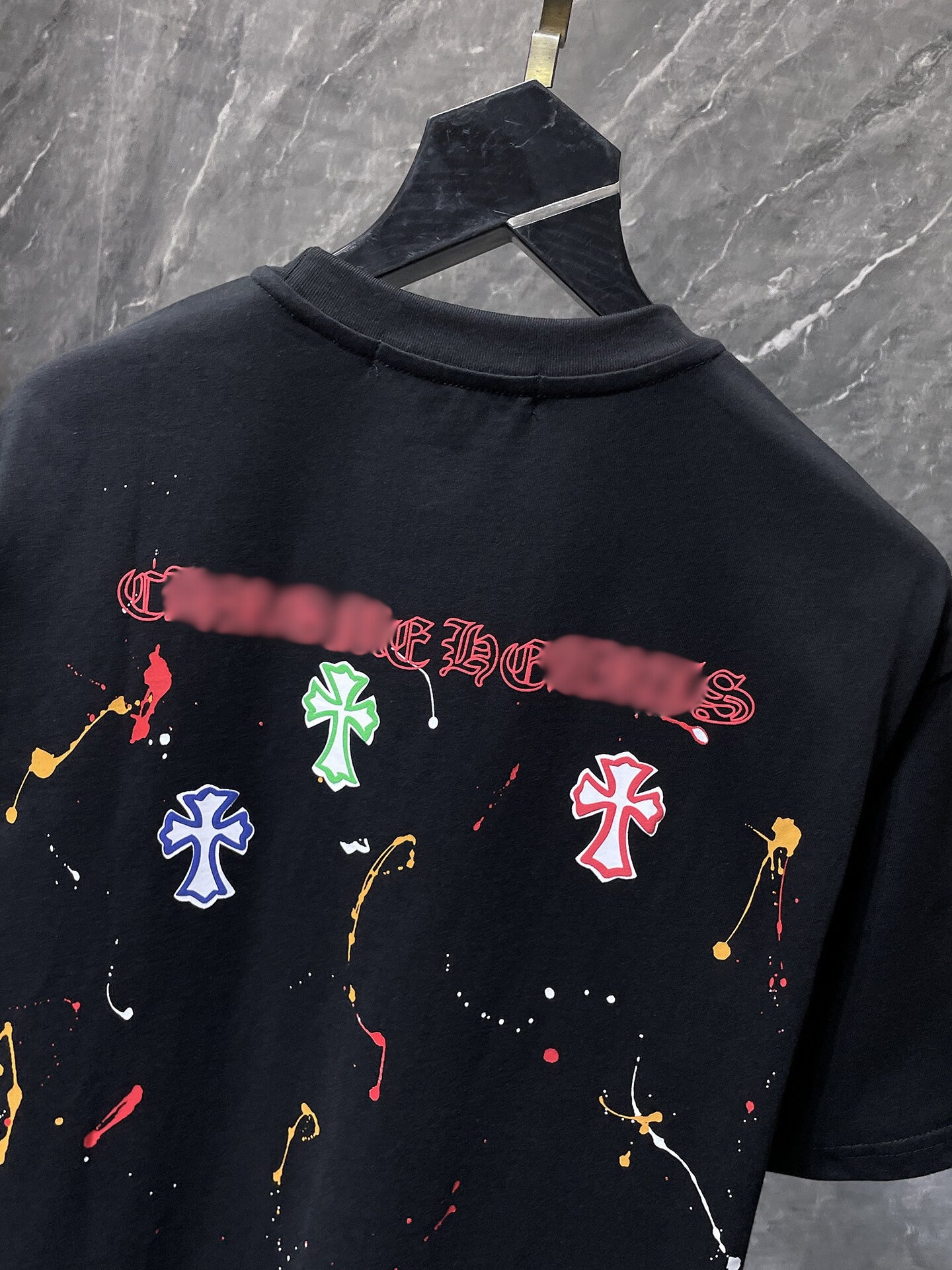 Paint Splatter Cross Black T-Shirt™
