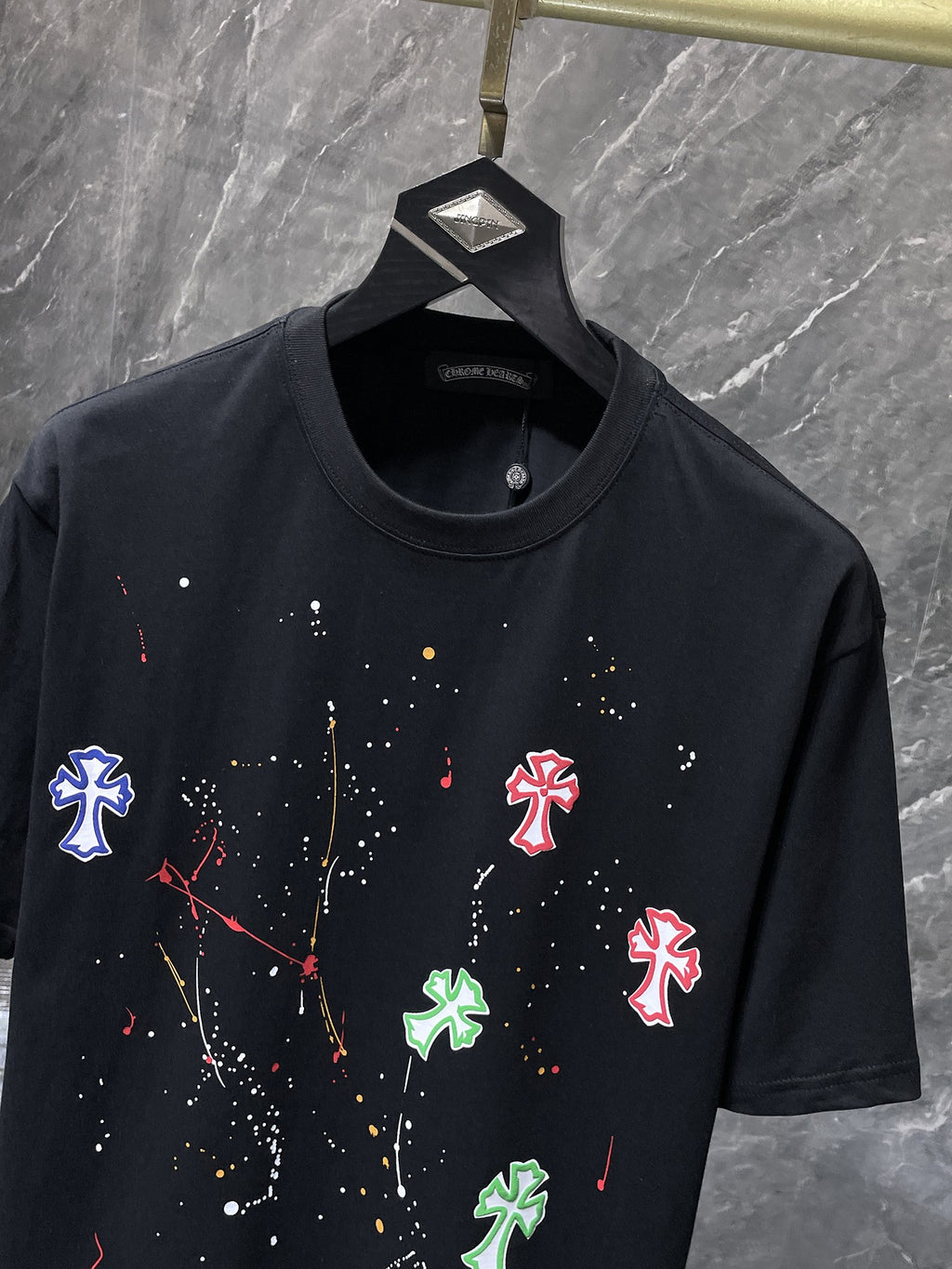 Paint Splatter Cross Black T-Shirt™