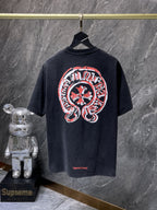 Faded Horseshoe Print Black T-Shirt™