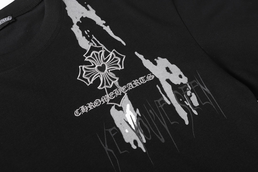 Painted Triple Cross Graphic Black T-Shirt™