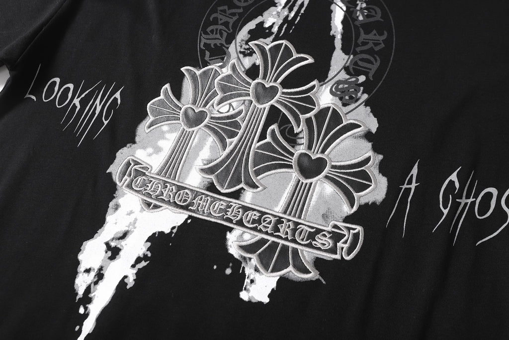 Painted Triple Cross Graphic Black T-Shirt™