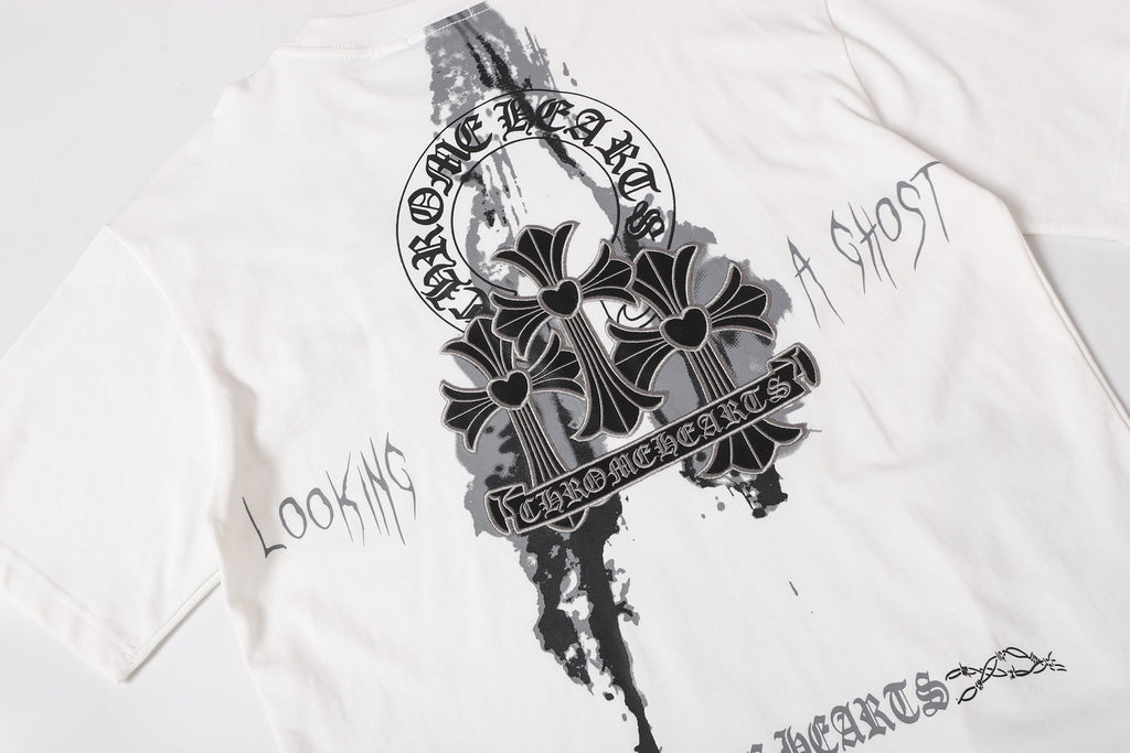 Painted Triple Cross Graphic White T-Shirt™
