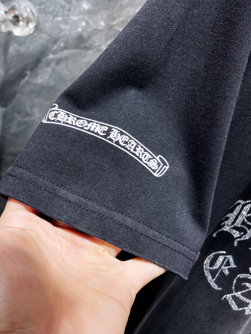 Rhinestone Cross Faded Black T-Shirt™
