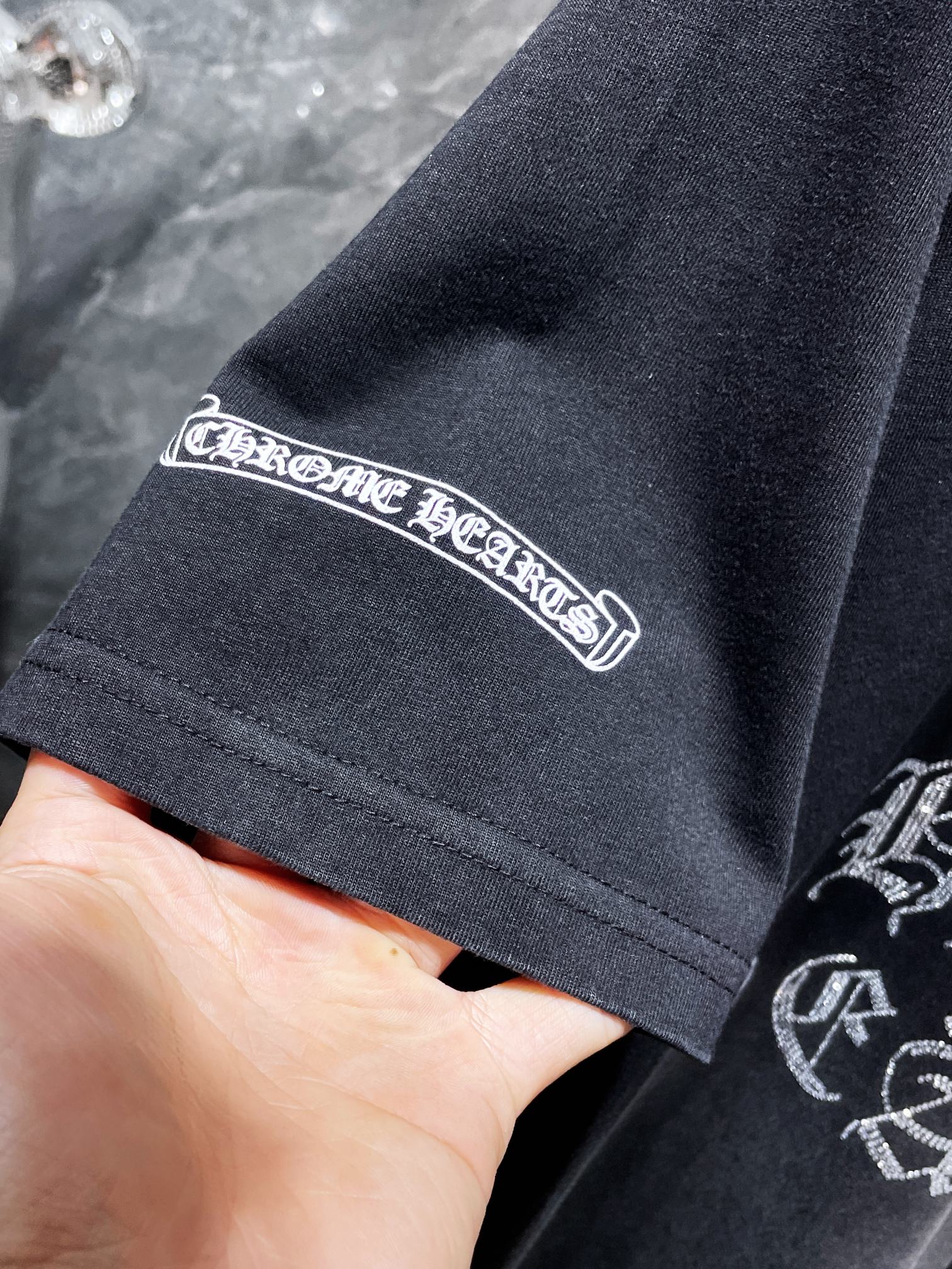 Rhinestone Cross Faded Black T-Shirt™