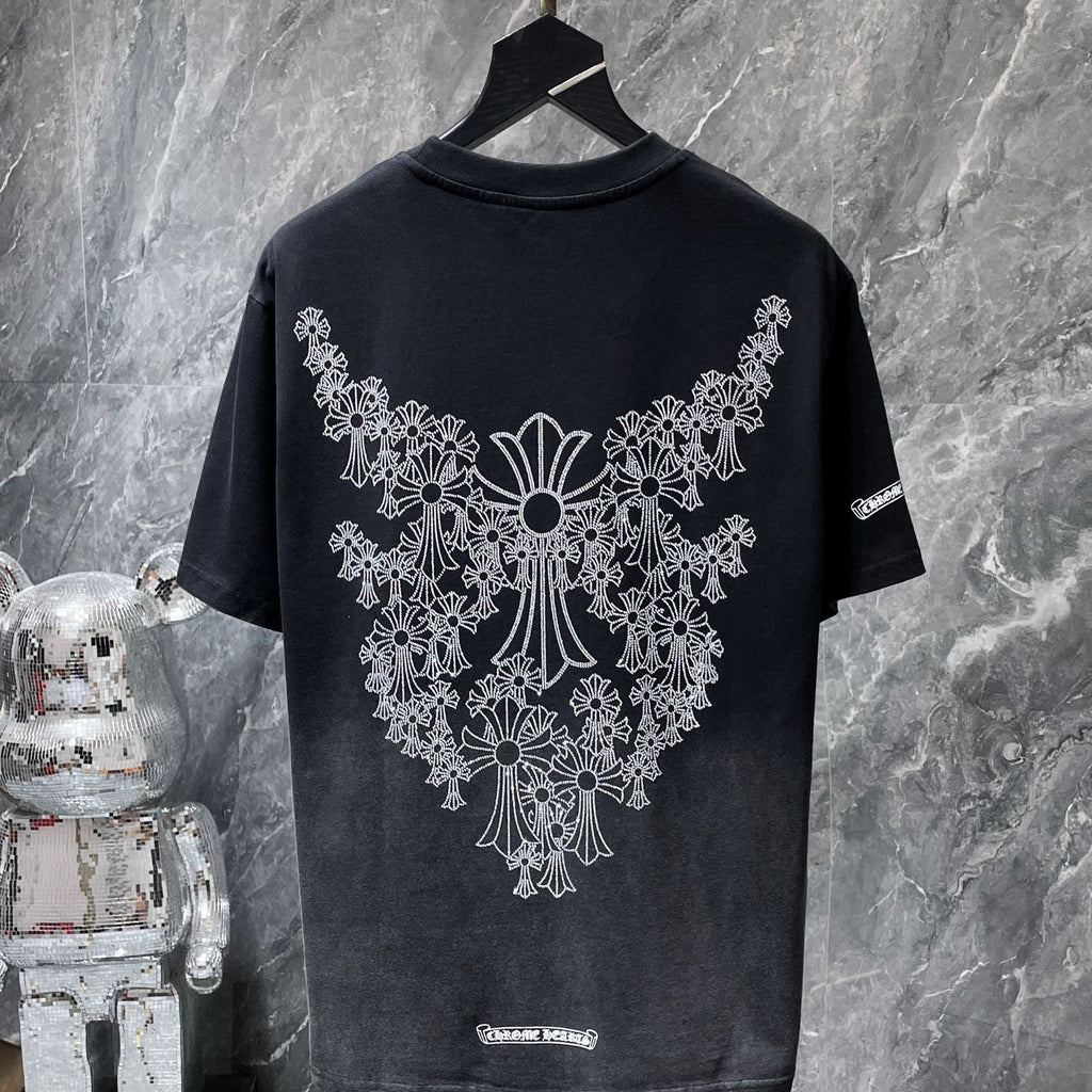 Rhinestone Cross Faded Black T-Shirt™