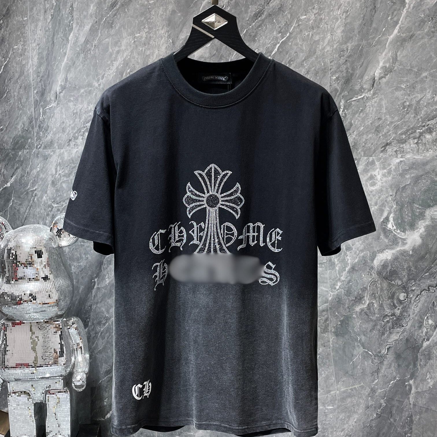 Rhinestone Cross Faded Black T-Shirt™