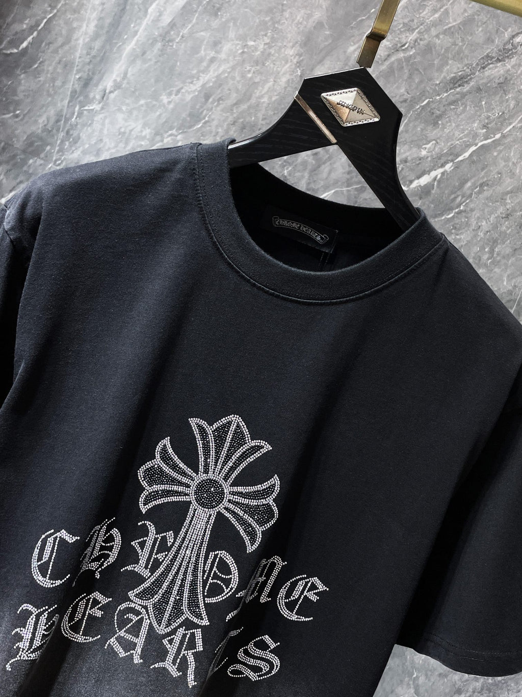 Rhinestone Cross Faded Black T-Shirt™