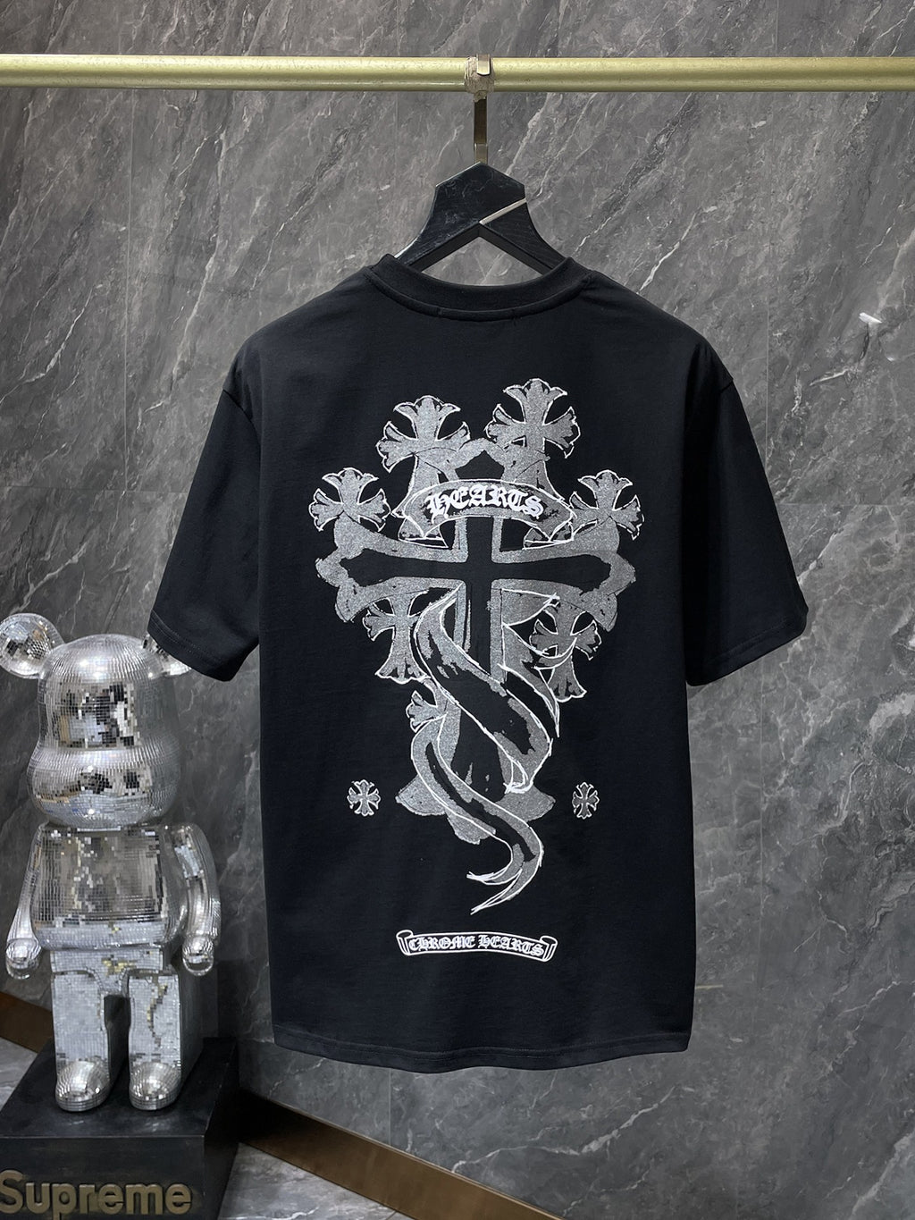 Silver Cross Swirl Black T-Shirt™