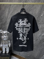 Silver Cross Swirl Black T-Shirt™