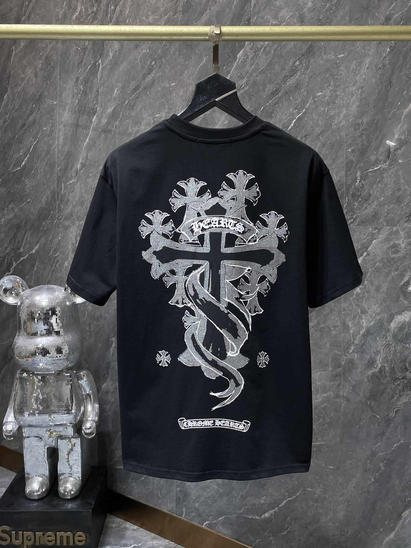 Silver Cross Swirl Black T-Shirt™