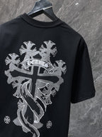 Silver Cross Swirl Black T-Shirt™