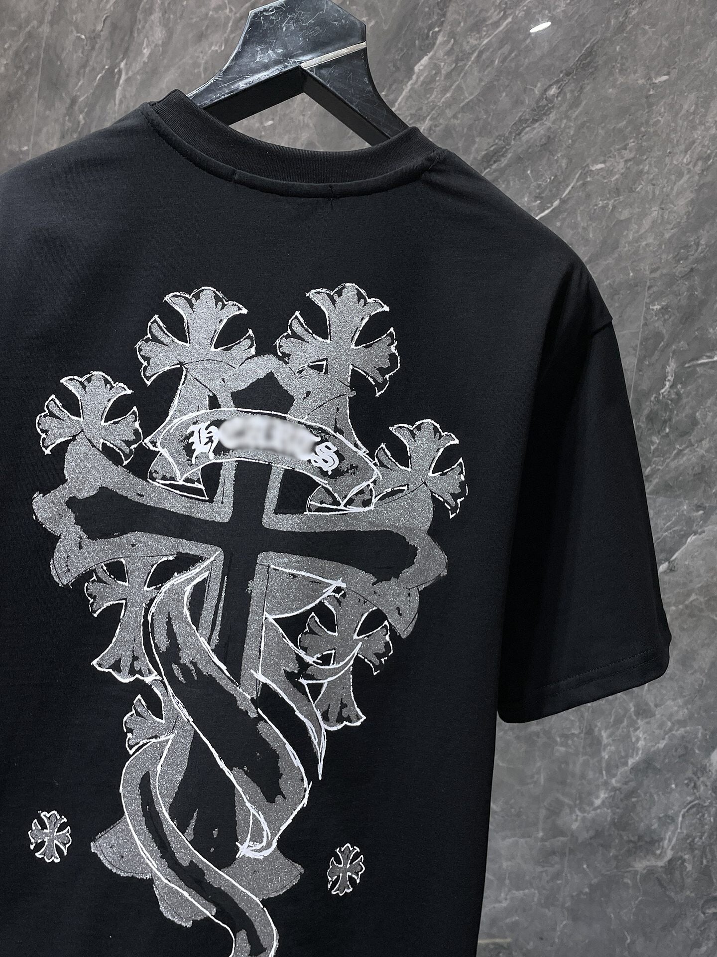 Silver Cross Swirl Black T-Shirt™