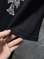 Silver Cross Swirl Black T-Shirt™